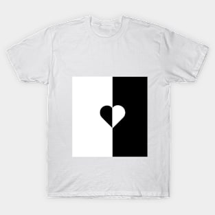 black and white heart T-Shirt